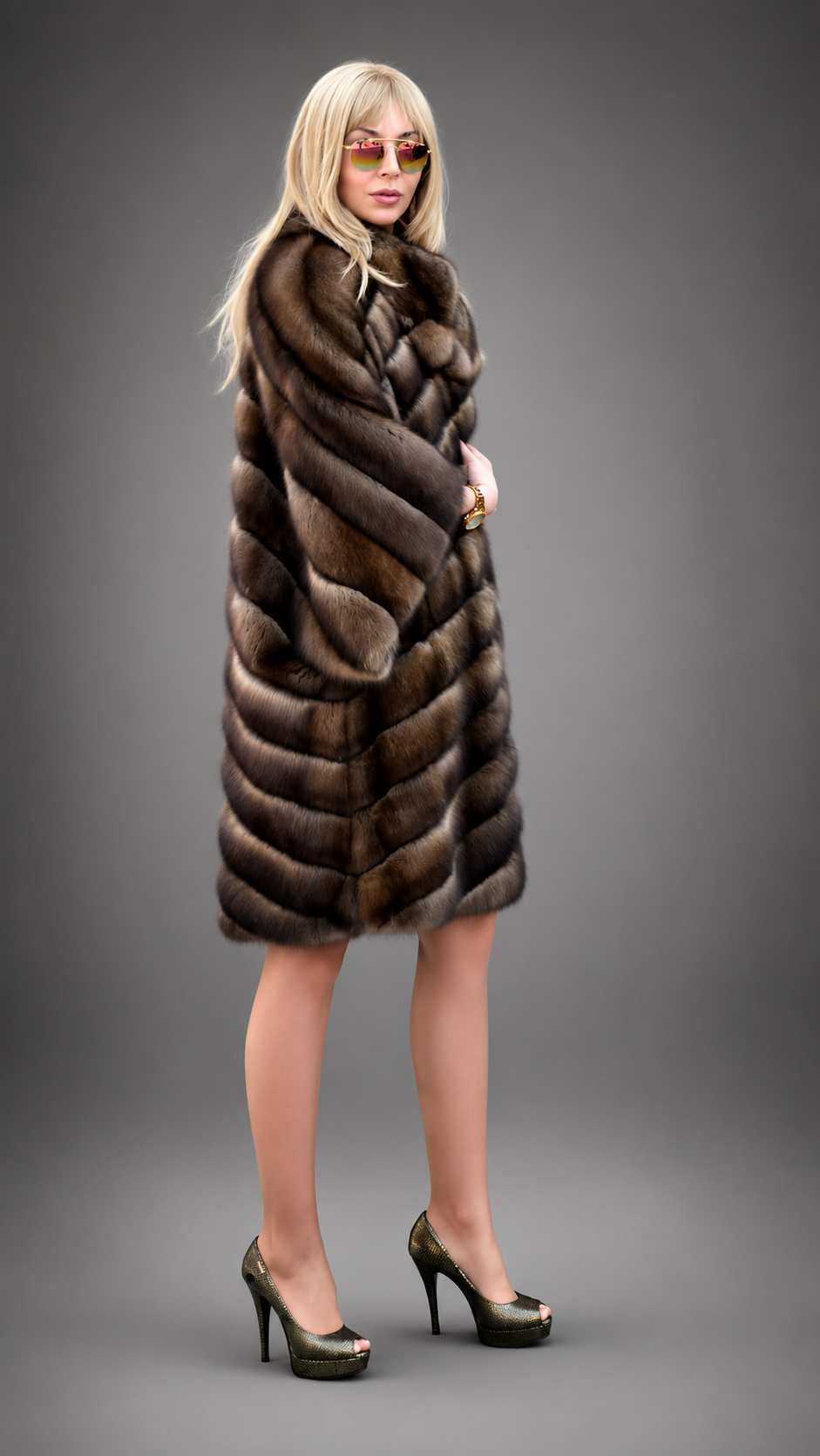 Russian Barguzin Sable Fur Coat – Diagonal Design | Handmade Luxury Fur | Royal Furs - Image 3