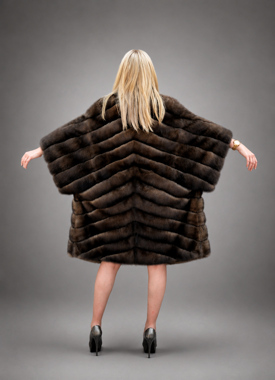 Russian Barguzin Sable Fur Coat – Diagonal Design | Handmade Luxury Fur | Royal Furs - Image 2