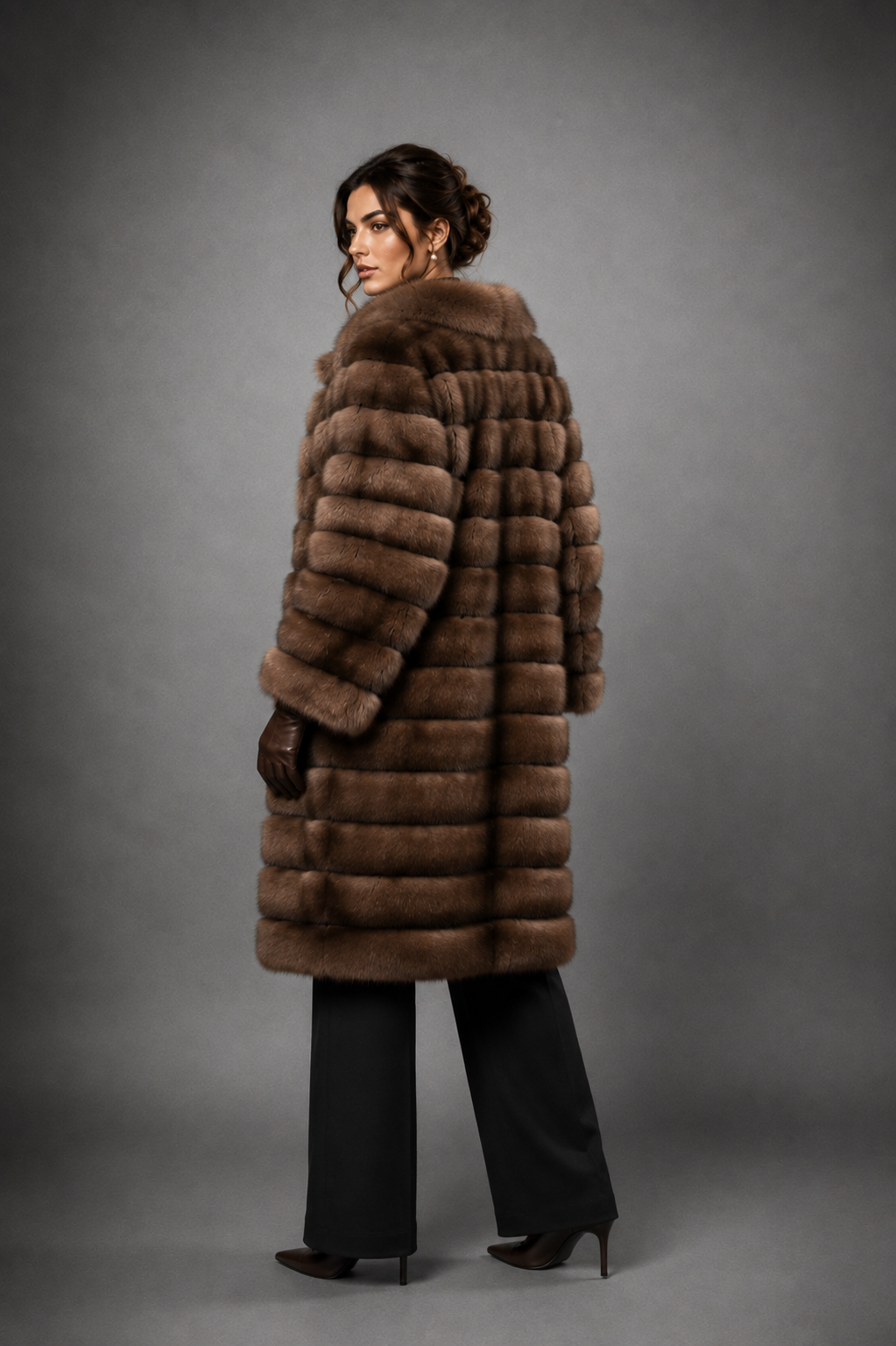 Elegant Russian Barguzin Sable Fur Coat – Luxury Handmade Women's Fur Coat - Image 2