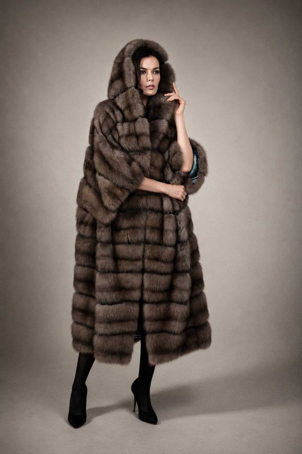 Exclusive Russian Barguzin Sable Hooded Fur Coat – Handmade Luxury Winter Coat - Image 2