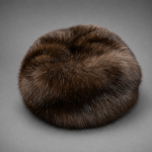 Handcrafted Russian sable fur beret made from premium natural sable fur with a luxurious soft texture and elegant rounded silhouette.