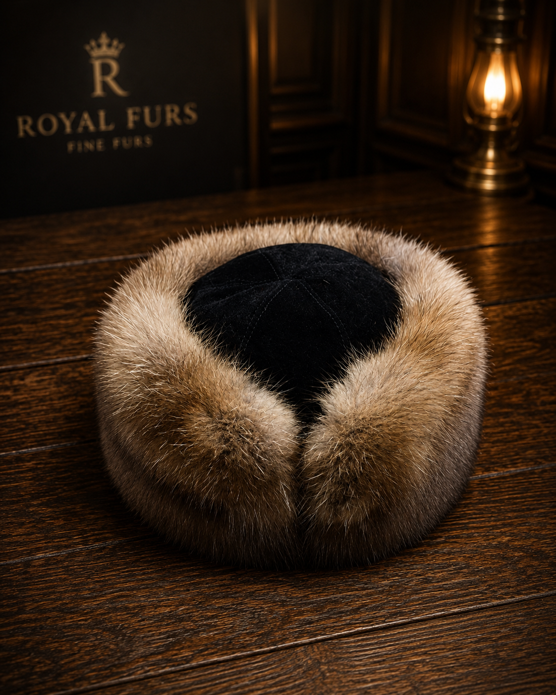 Luxury Russian sable fur hat with natural sheared beaver lining, handcrafted for exceptional warmth and comfort.