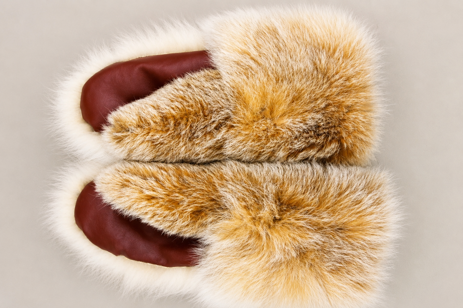 Long Extreme Cold Lynx Fur Mittens with Leather Palms - Image 7