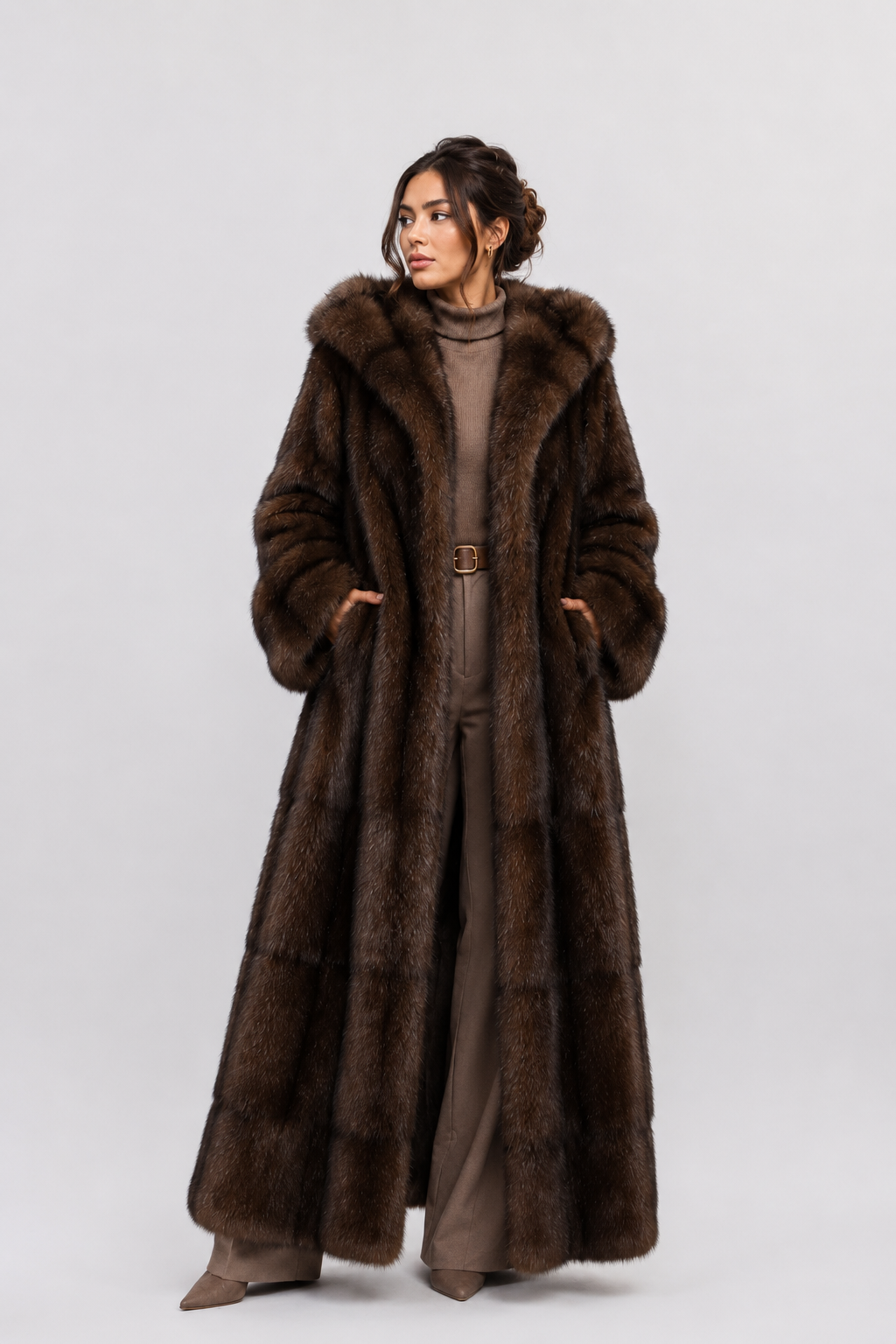 Luxury Russian Sable Fur Coat with Hood – Full Length Handmade Fur Coat | Royal Furs