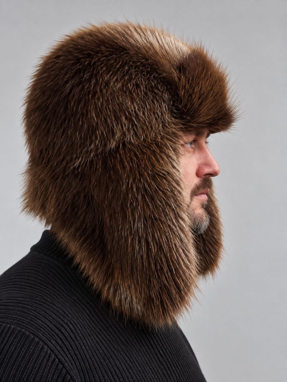 Men’s Natural Beaver Fur Ushanka Hat – Luxury Winter Trapper Hat - Image 2