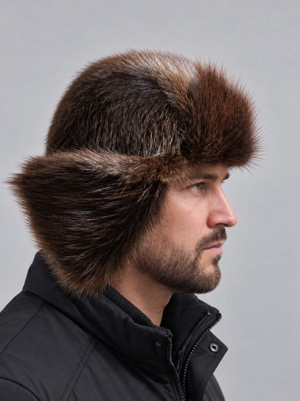 Men’s Natural Beaver Fur Ushanka Hat – Luxury Winter Trapper Hat - Image 4