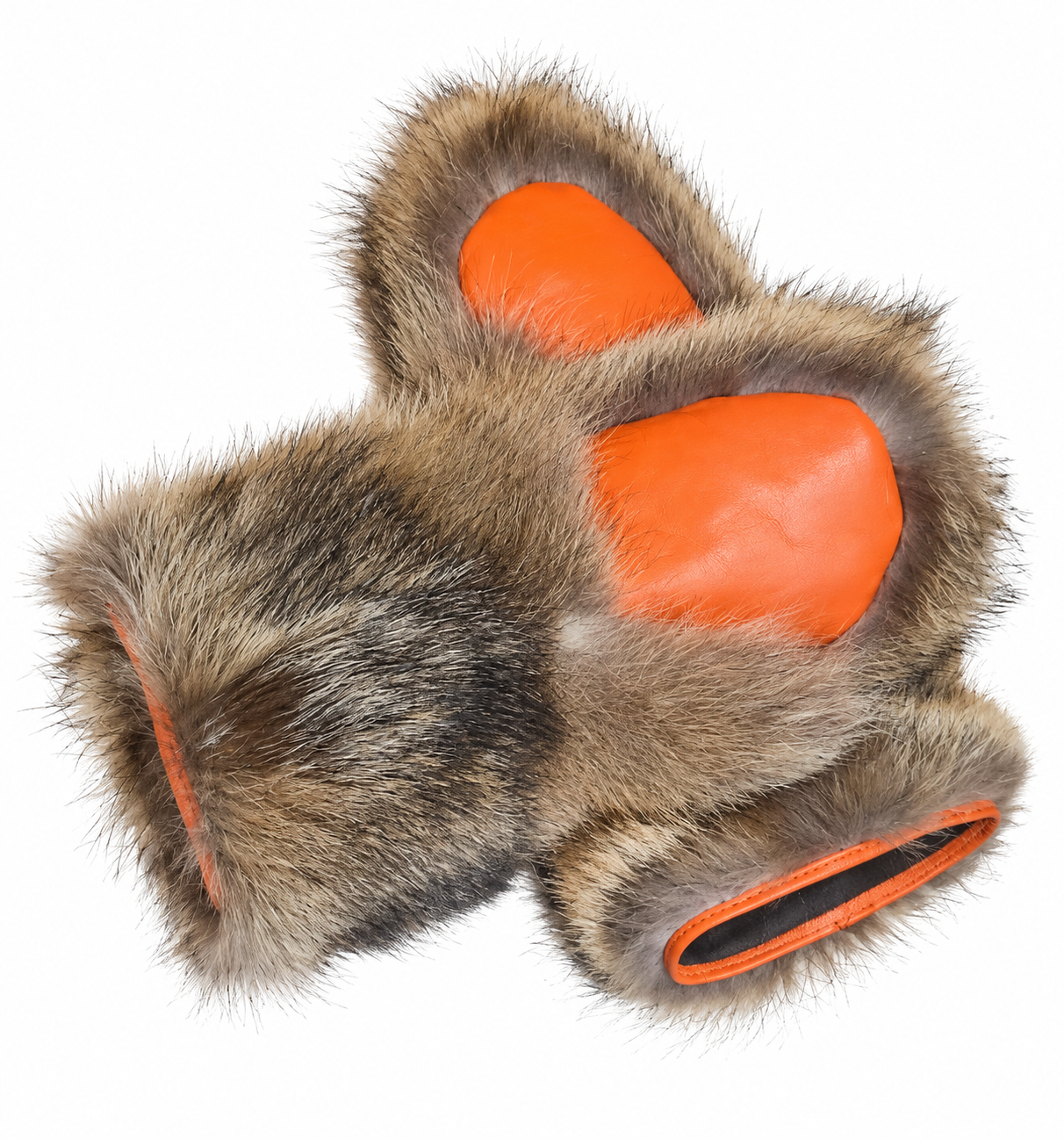 Coyote Fur Mittens for Hunting | Leather Palms | ROYAL FURS - Image 6
