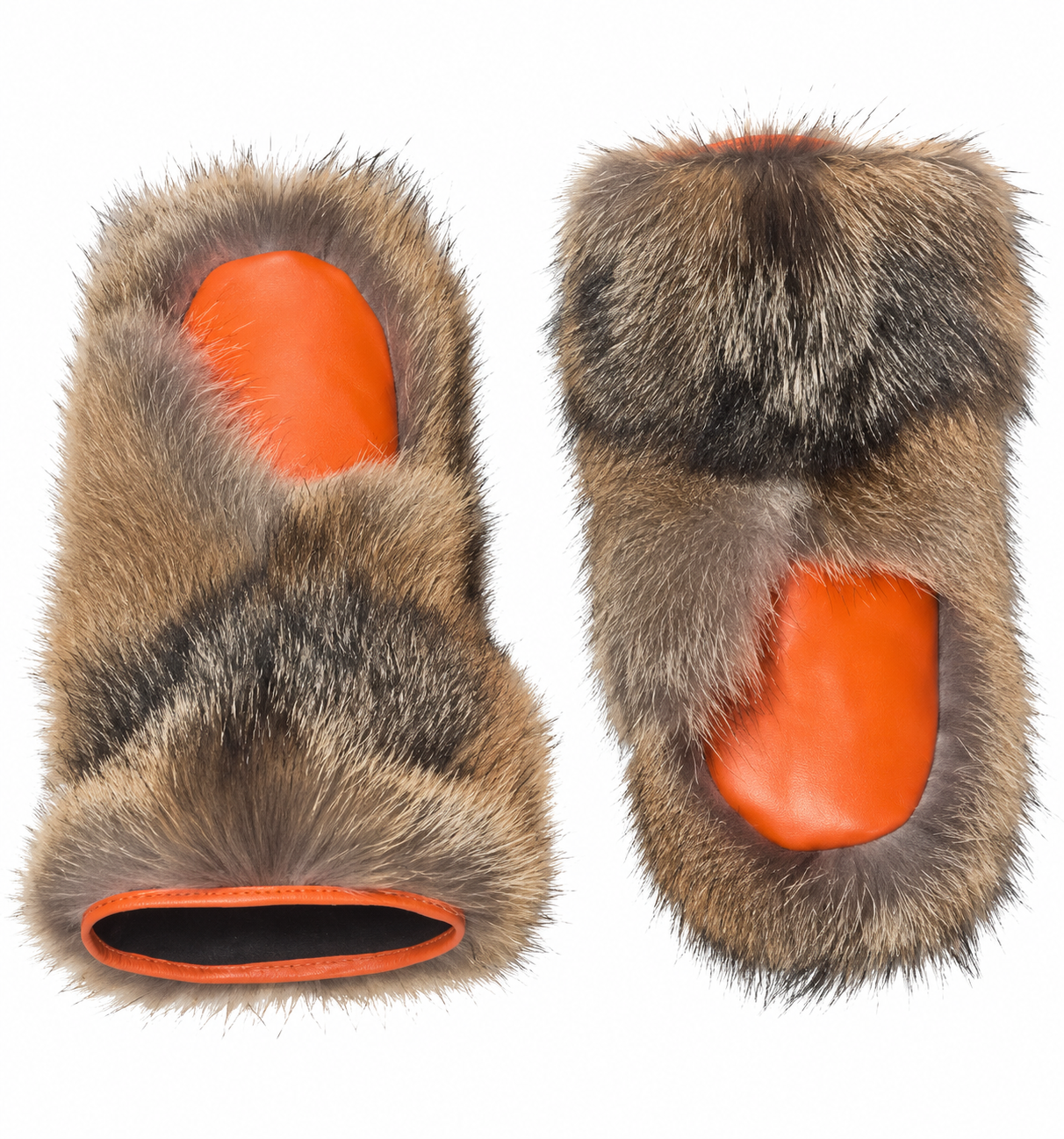Coyote Fur Mittens for Hunting | Leather Palms | ROYAL FURS - Image 5