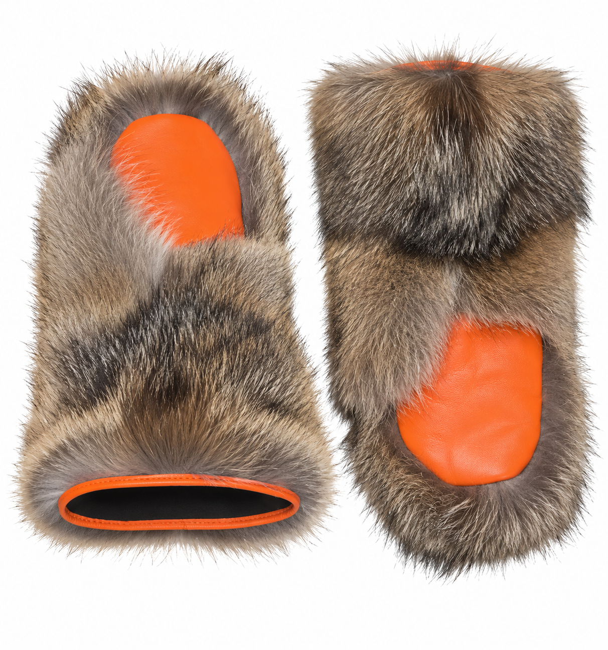 Coyote Fur Mittens for Hunting | Leather Palms | ROYAL FURS - Image 3