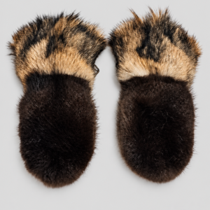 Extra Warm Beaver and Coyote Fur Mittens with Leather Palms